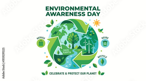Environmental awareness day green earth.