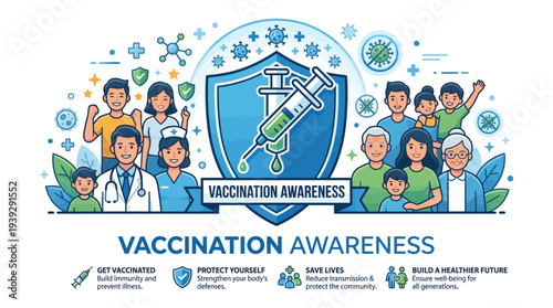 Vaccination awareness people getting vaccinated.