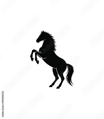 Majestic rearing horse depicted in a striking black silhouette