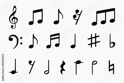 Collection of musical symbols and notes