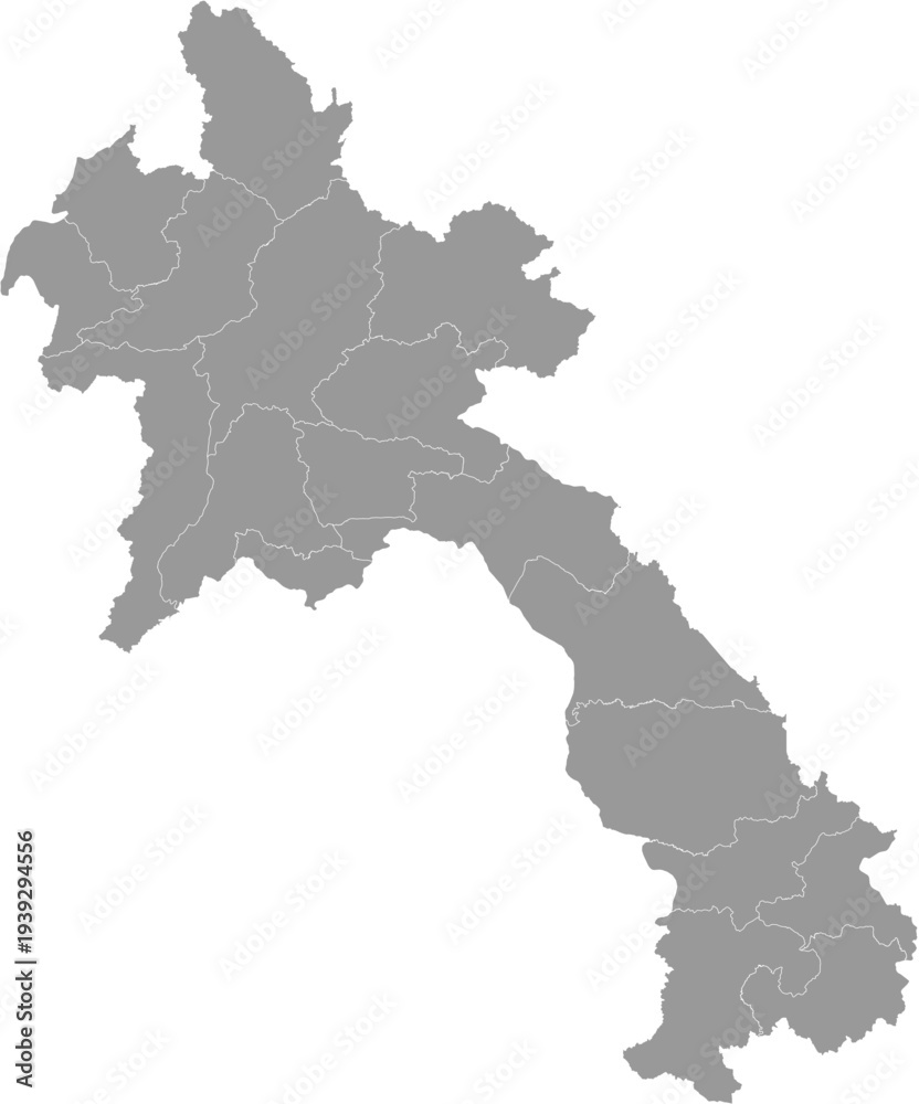 Obraz premium Laos Map Gray Single Color Vector