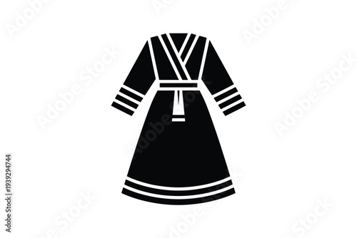 Black and white traditional japanese kimono