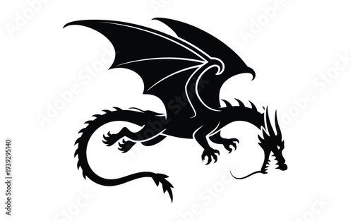 Black dragon silhouette mythical creature 2