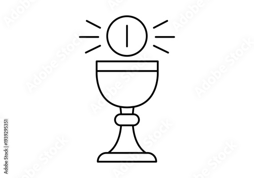 Icono de cáliz sagrado con la hostia consagrada emitiendo destellos de luz divina
