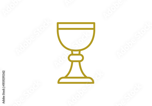Icono amarillo cáliz sagrado de oro de estilo lineal 