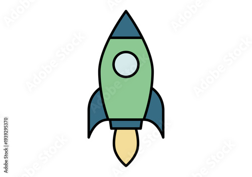 Cohete espacial en pleno despegue con fuego en la base 