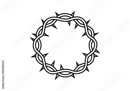 Icono corona de espinas en estilo lineal negro  como símbolo de fe y sacrificio
