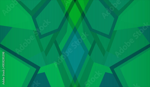 Fondo abstracto con un patrón geométrico de formas poligonales simétricas en tonos verdes