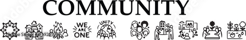 Community Icon Collection: Unity, Care & Togetherness editable Illustration.