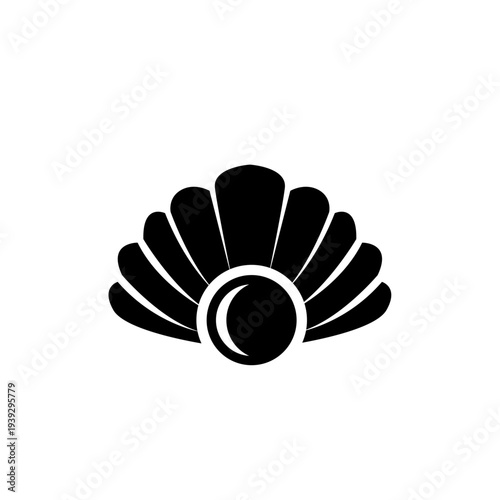 Seashell with Pearl Icon Vector Illustration