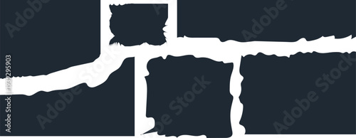 Torn black paper with white background and ripped edges