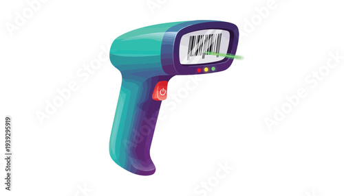 Infrared Thermometer in Modern Design with Neon Colors and Digital Display in Isolated Background for Medical Use