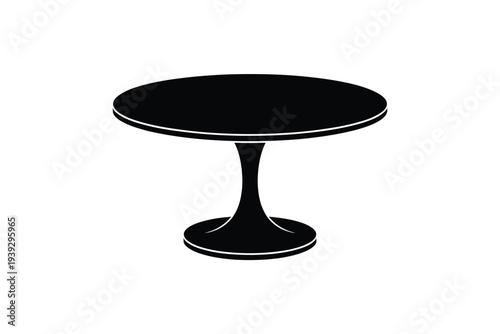 Black round table with single pedestal base 1