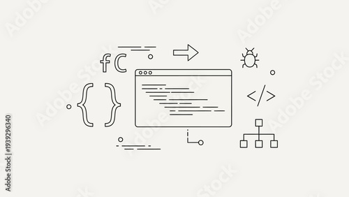 Programming and software development symbols illustration