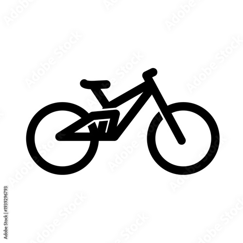 Full Suspension Mountain Bike Black Outline Icon on White Background