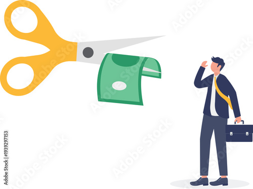 Businessman Cutting Down Financial Expenses