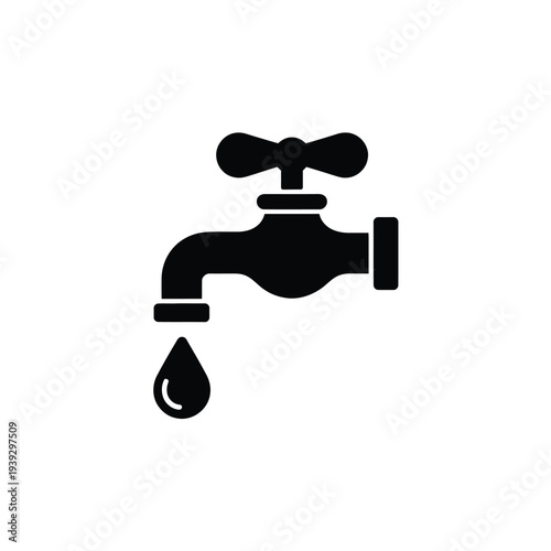 Black water faucet with dripping water plumbing