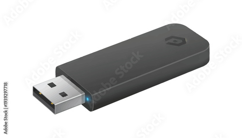 USB Flash Drive in Modern Design with Dark Gray Color and Sleek Finish on White Background for Tech Advertising