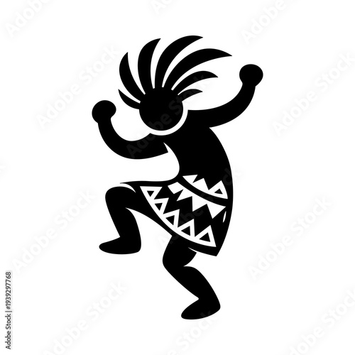 Tribal Dancer Silhouette Cultural Illustration for Traditional Folk Dance Symbol, Ethnic Heritage Art and Festival Graphic Design