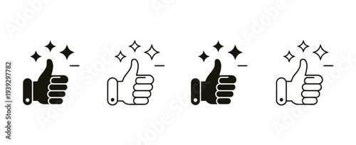 Five Star Rating with Thumb Up Icons Customer Review and Quality Service Symbols