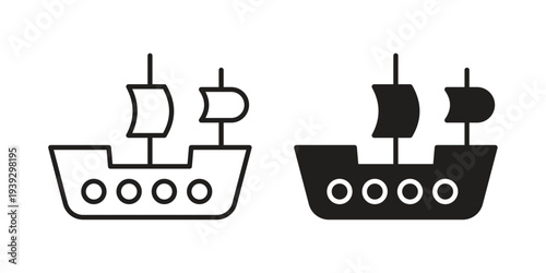 Pirate ship icons for templates, web design and infographics