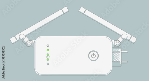 White WiFi Router with External Antennas.