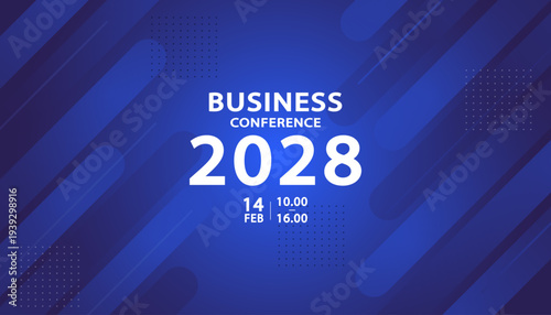 Blue corporate background for business conference and webinar banner. Minimalist geometric design providing professional space for virtual events, seminars, and modern digital communication.
