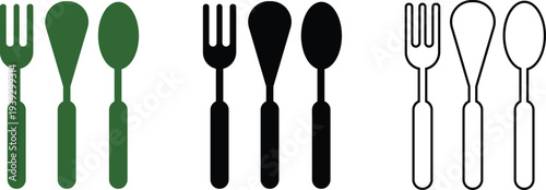 Fork Spoon Knife Cutlery Icon Set