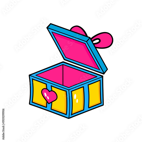 Treasure box. Flat vector illustration of gift box for rewards, gaming loot, surprises, and digital loyalty programs.