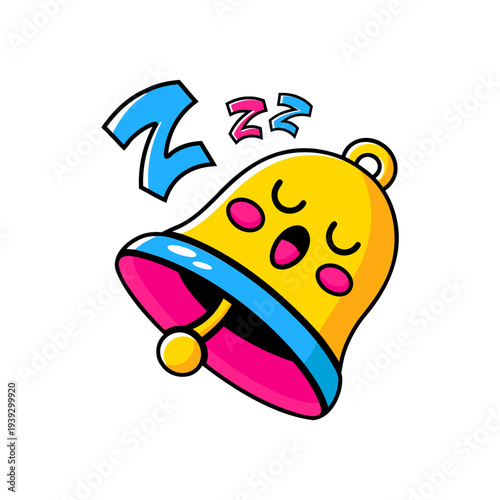 Sleeping notification bell. Flat vector illustration for silent mode, do not disturb settings, and muted alert concepts.