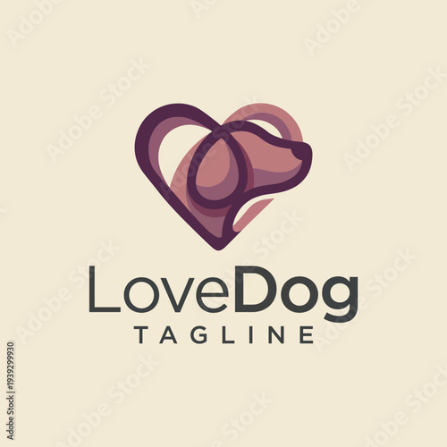 This logo portrays a dog silhouette within a heart shape, beautifully symbolizing the affection and bond between humans and their canine companions in a stylized manner.