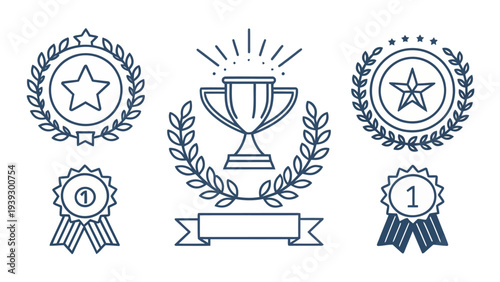 Award winning symbols for success and achievement in business