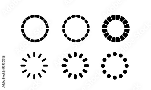 Loading Spinner Icons Set. Progress Indicator Vector Graphic Symbols for Web and App Interface Design.