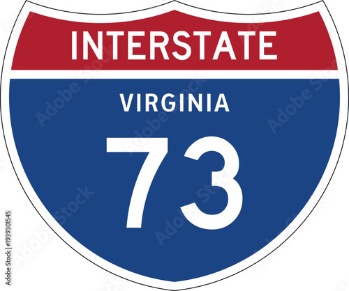 Interstate 73 Virginia Future I-73 US Interstate Highway Route Shield Badge Vector
