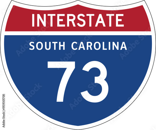 Interstate 73 South Carolina I-73 US Interstate Highway Route Shield Badge Vector