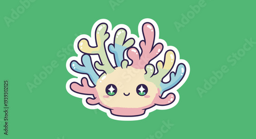 Cute Cartoon Axolotl with Colorful Gills