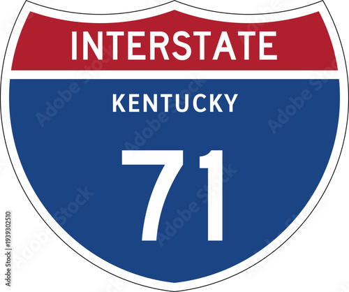 Interstate 71 Kentucky I-71 US Interstate Highway Route Shield Badge Vector