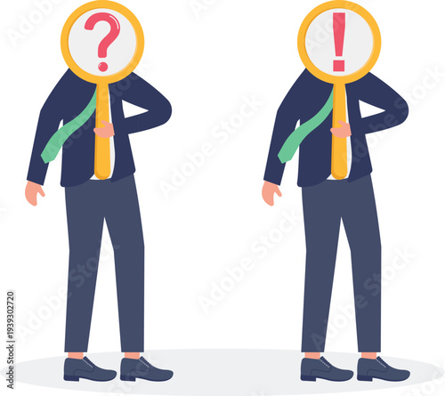 Businessman Dealing with Questions and Warnings