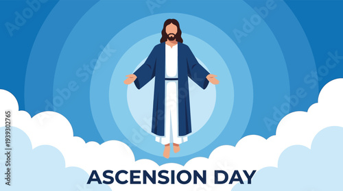 Jesus Christ Ascension Day religious celebration holy light vector illustration