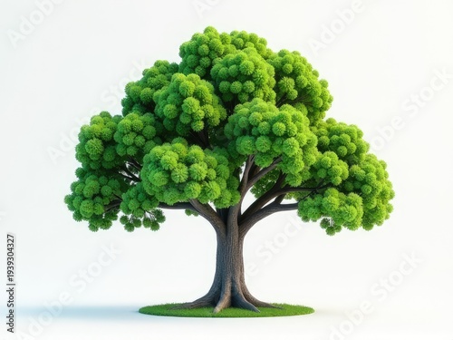 A single tree with lush green leaves on a white background, ideal for nature or outdoors-themed designs