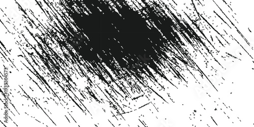 Black and white diagonal scratched grunge texture background with heavy distressed noise marks vector illustration