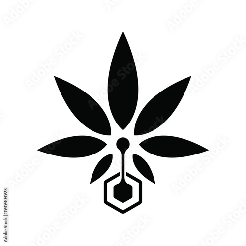Cannabis Leaf and Honeycomb Hexagon Abstract Logo Design for Natural CBD or Herbal Products