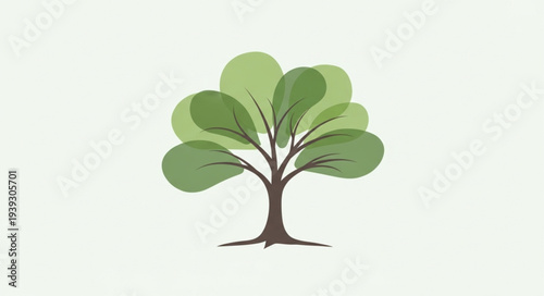Stylized Green Tree Illustration with Rounded Leaves.