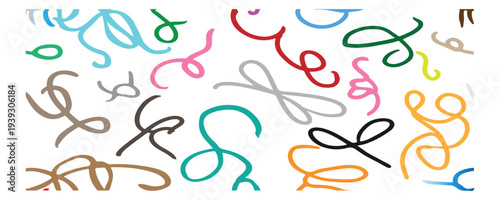 Colorful bow tie shapes in various colors on white background