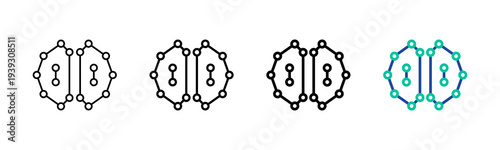 Neural Network Icon Collection Different Style Outline