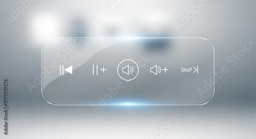 Close-up of Transparent Audio Control Panel with Touchscreen Interface.