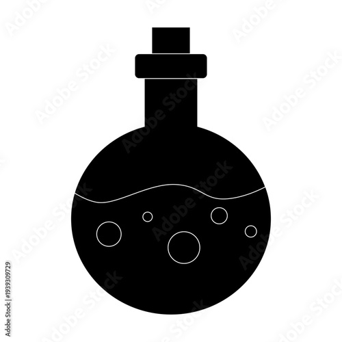  Chemistry lab and diagrammatic icons showing assorted experiments, glassware and molecules isolated on white for design elements, black and white vector illustration