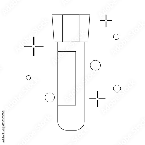  Chemistry lab and diagrammatic icons showing assorted experiments, glassware and molecules isolated on white for design elements, black and white vector illustration