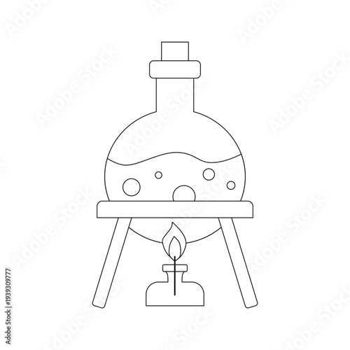  Chemistry lab and diagrammatic icons showing assorted experiments, glassware and molecules isolated on white for design elements, black and white vector illustration