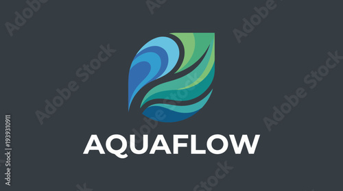 A beautifully crafted water droplet logo that symbolizes movement and vitality, showcased with shades of blue and green, embodying the essence of nature and fluidity.